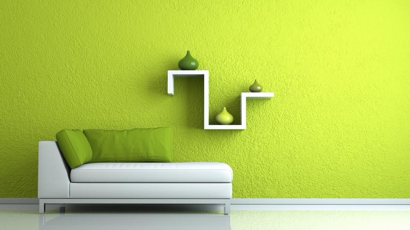 unusual pistachio color in the bedroom decor