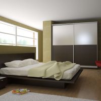 interno leggero della camera da letto in foto a colori wengè