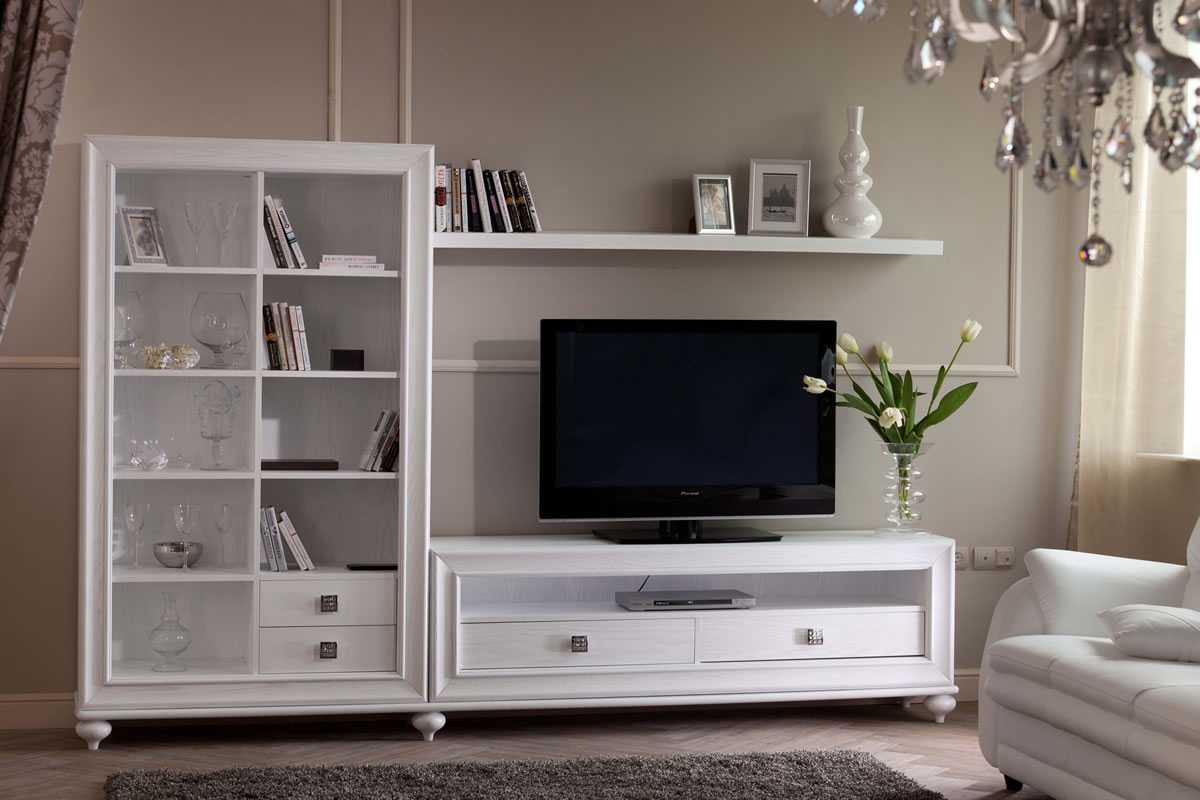 light white furniture in the decor of the living room