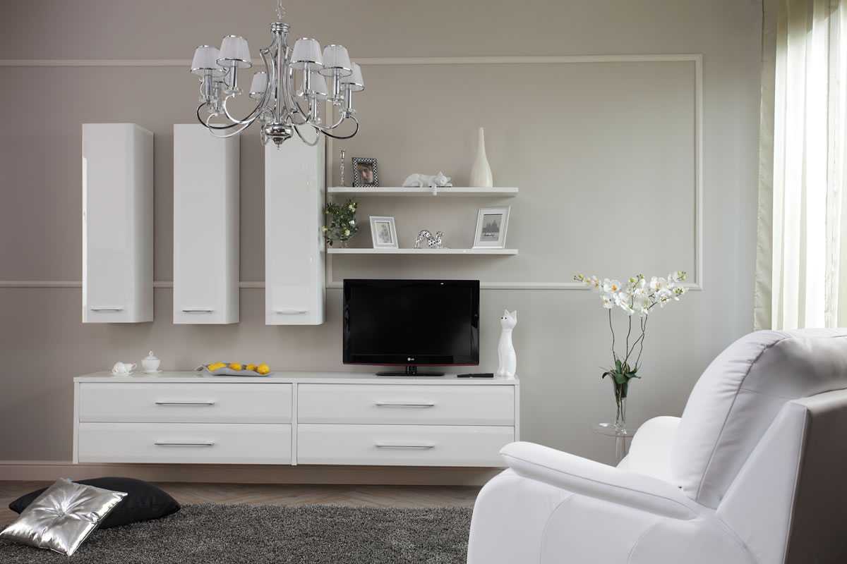 bright white furniture in the style of the apartment