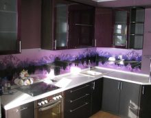 modern kitchen design in purple photo