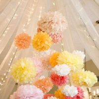 white paper flowers in the design of the festive hall photo