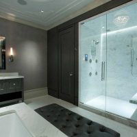 l'idée de plâtre décoratif brillant à l'intérieur de la salle de bain photo