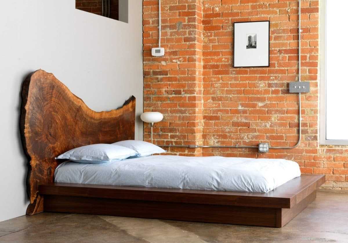 bright bedroom design with old boards