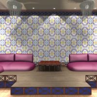 modern style living room oriental style photo