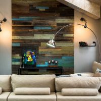 bright apartment design with old boards picture