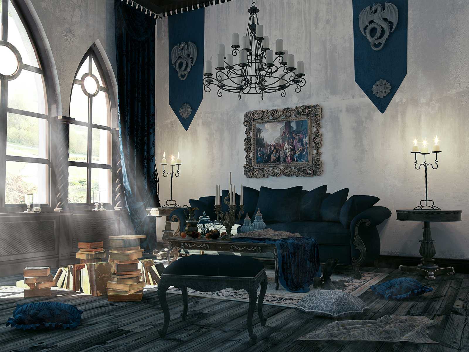 bright style room in the gothic style