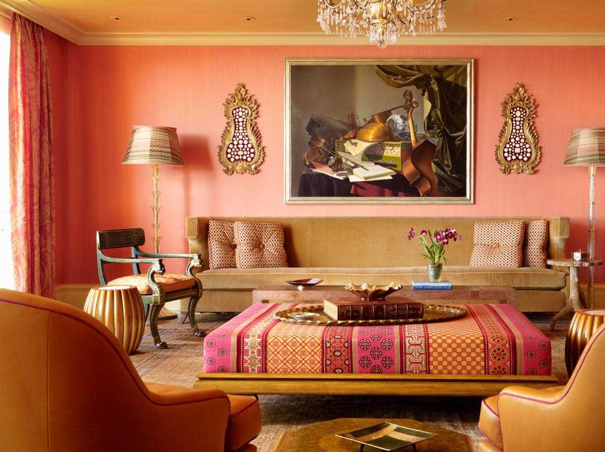 bellissimo design del soggiorno in stile orientale