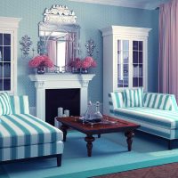 design luminoso camera da letto in foto blu