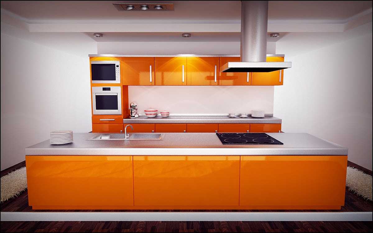 une combinaison d'orange vif dans le décor du salon avec d'autres couleurs