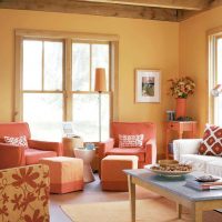 világos narancssárga kombinációja a lakás kialakításában más színű képpel