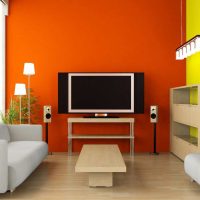 fényes narancs kombinációja a hálószoba belső részében a fénykép többi színével