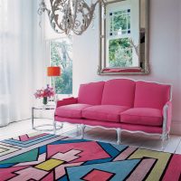 une combinaison de rose foncé dans le style de l'appartement avec d'autres couleurs photo