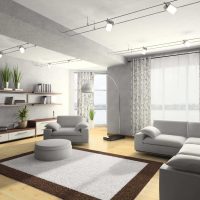 une combinaison de gris clair dans le style du salon avec d'autres couleurs de la photo