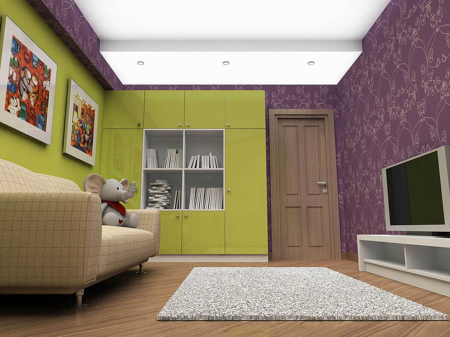combinazione di colori chiari all'interno della camera da letto