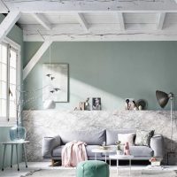 kombinacija svijetlo sive boje u dizajnu slike dnevne sobe