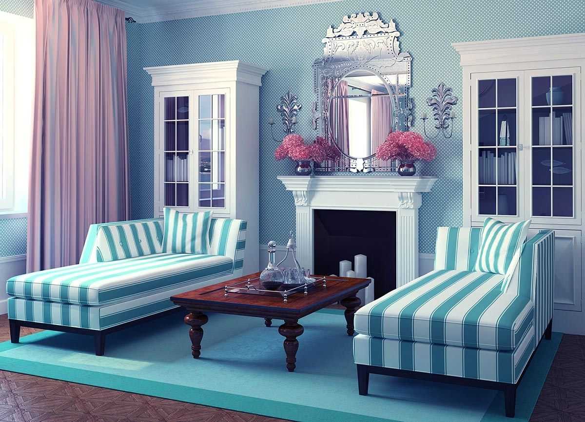 bellissimo stile di stanza nel colore blu