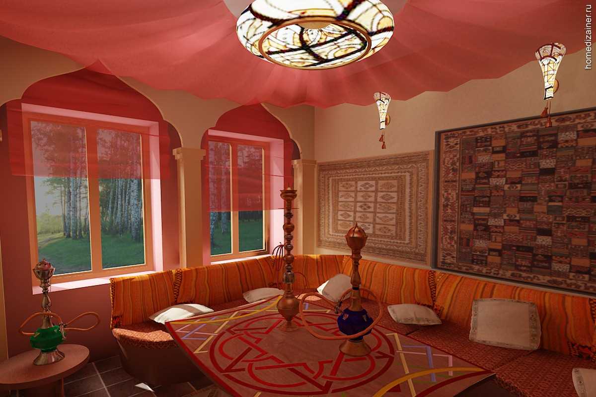 design luminoso della stanza in stile orientale