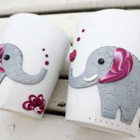 bricolage décoration originale du mug avec photo d'animaux en pâte polymère