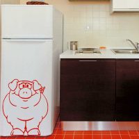 variante de la belle décoration du réfrigérateur dans la cuisine photo