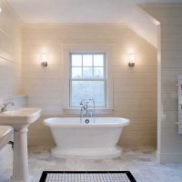 idée de design inhabituel d'une salle de bain dans un appartement photo