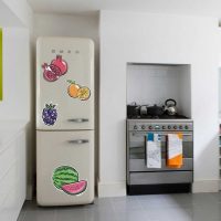 l'idea di un design insolito del frigorifero nella foto della cucina