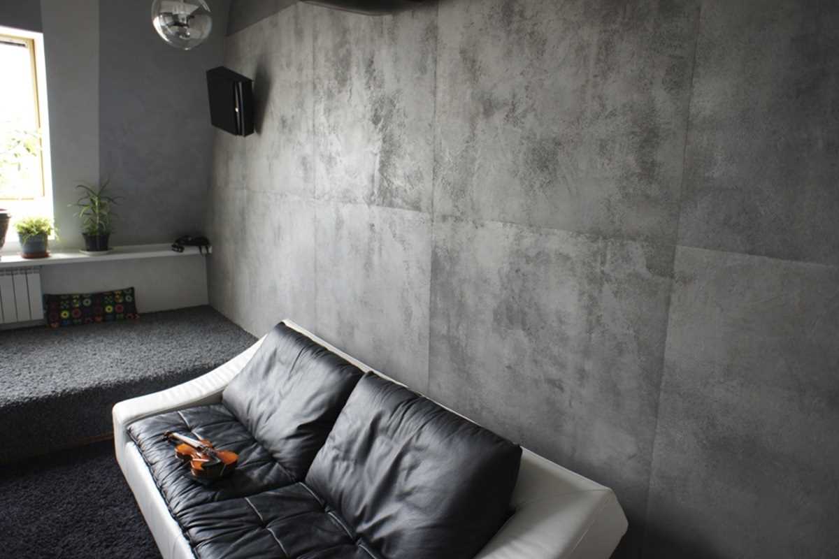 l'idea di insolito intonaco decorativo all'interno della camera da letto per cemento
