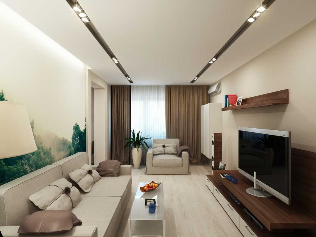 l'idea del design funzionale del soggiorno di 17 metri quadrati