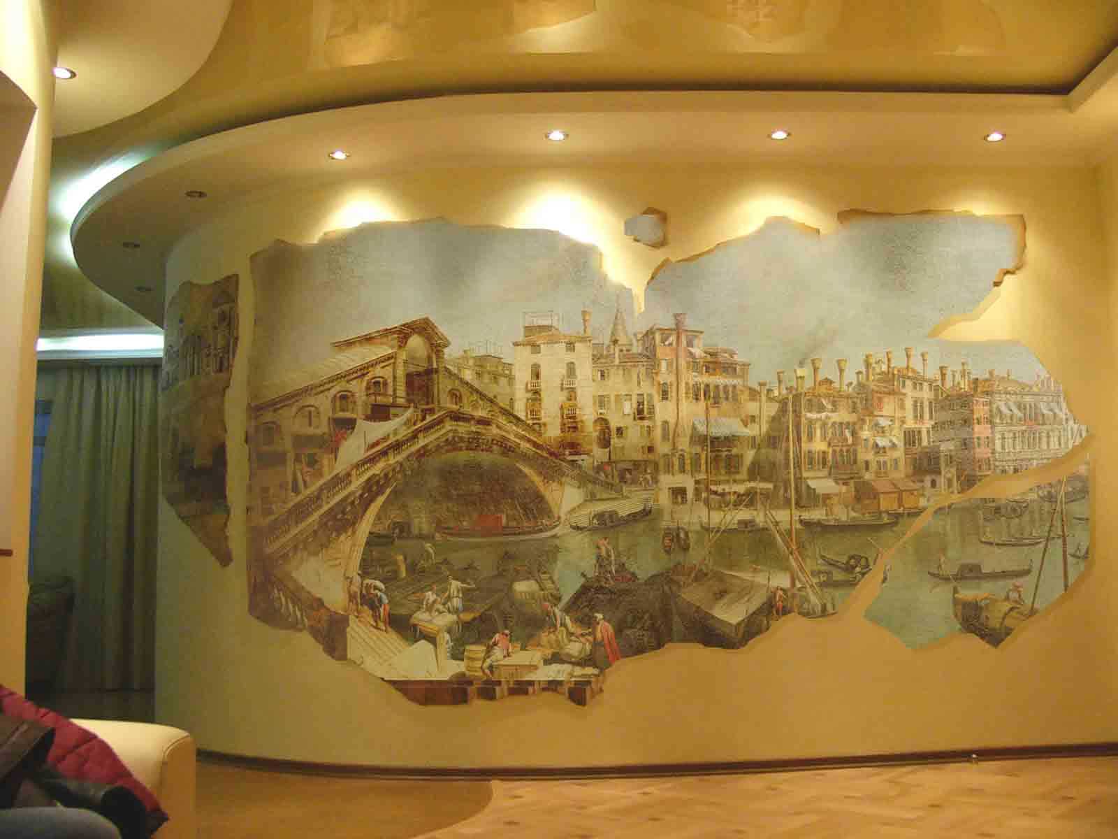 l'idée d'un appartement intérieur insolite avec un motif décoratif au mur