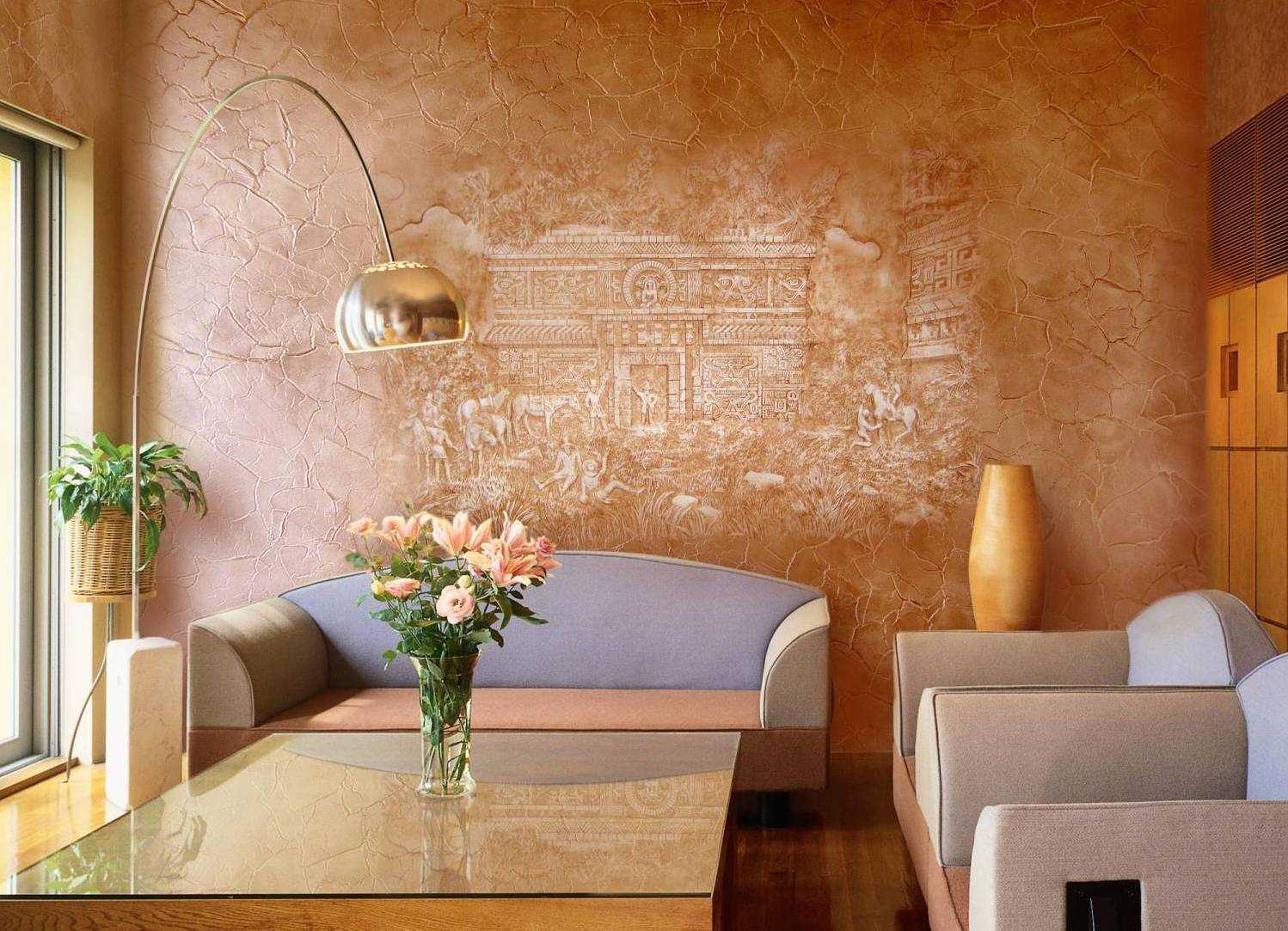 version du décor moderne de l'appartement avec un motif décoratif au mur
