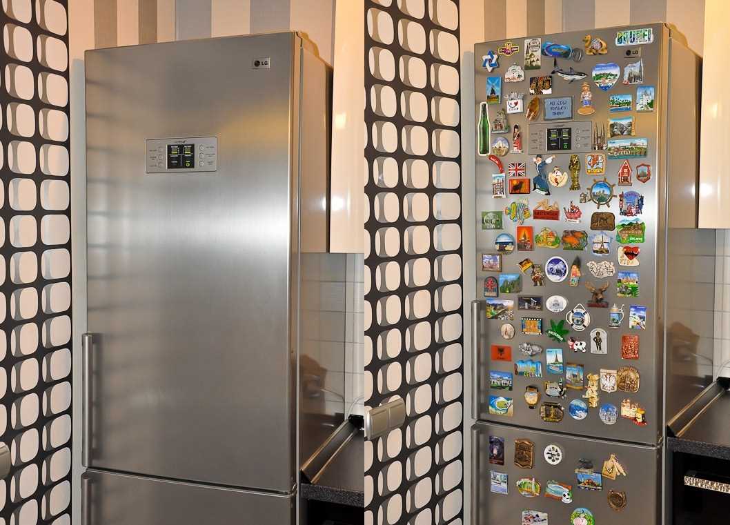 variante di insolita decorazione del frigorifero in cucina