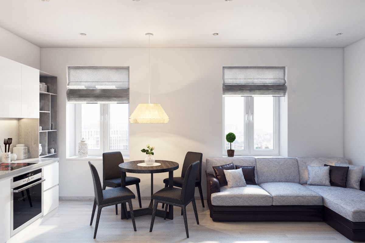 variant of the bright interior of a 2 room apartment