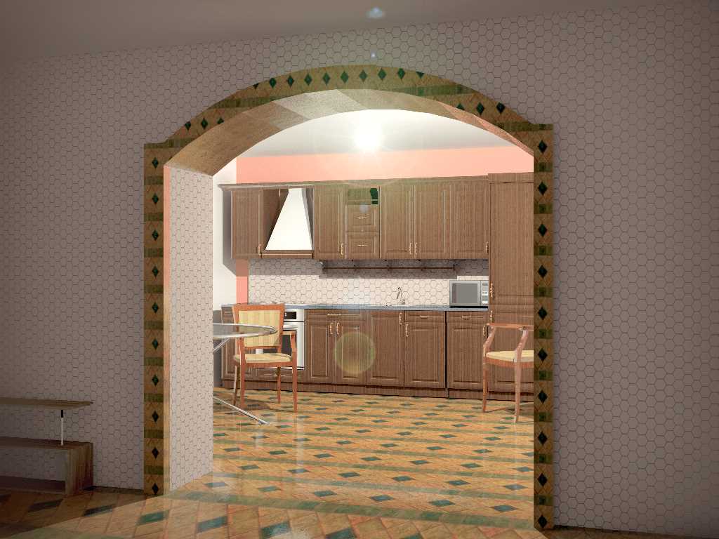 version d'un décor de cuisine moderne avec une arche