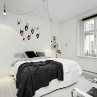 idée de design inhabituel d'une chambre à coucher en photo couleur blanc