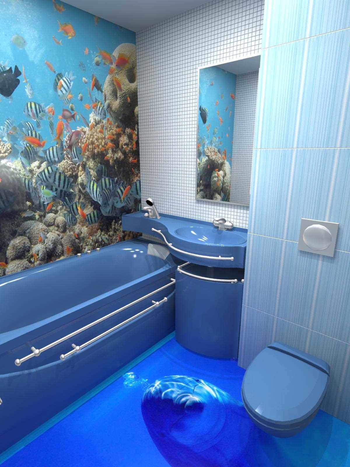 idee van een modern badkamerinterieur van 6 m²