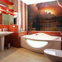 ideja svijetlog dizajna kupaonice s kutnom slikom kupatila