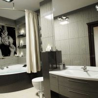 idée d'une belle conception d'une salle de bain avec une baignoire d'angle photo
