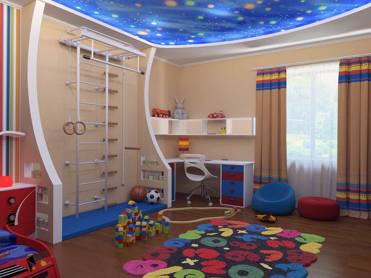 versione di un bellissimo arredamento per una camera per bambini per due ragazzi