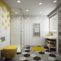 идея за ярък дизайн на баня 6 кв.м снимка