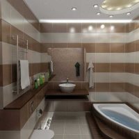 idée de design inhabituel d'une salle de bain avec baignoire d'angle