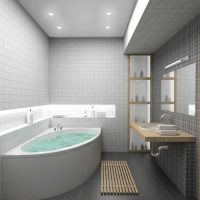 ideja modernog interijera kupaonice s kutnom fotografijom kade