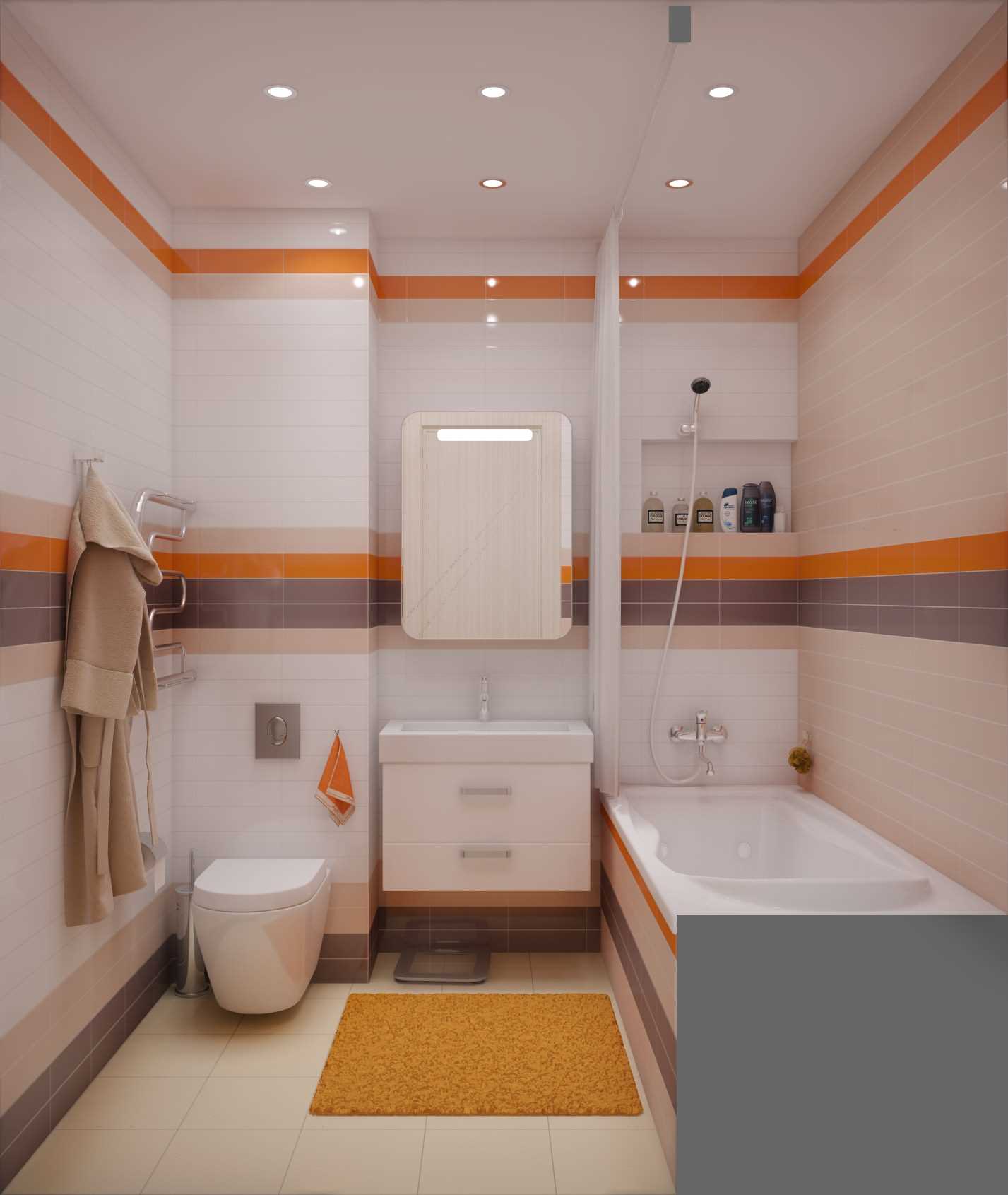 version of the modern style of the bathroom 2.5 sq.m