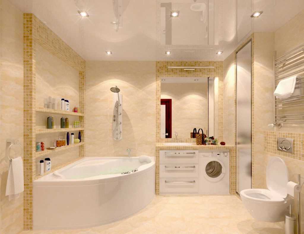 idée d'une salle de bain moderne avec baignoire d'angle