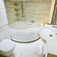 An example of a bright style of a bathroom 5 sq.m picture