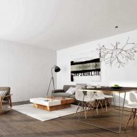 Un exemple de design de salon lumineux dans le style de photo minimalisme