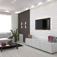 un exemple d'un bel intérieur de salon dans le style du minimalisme