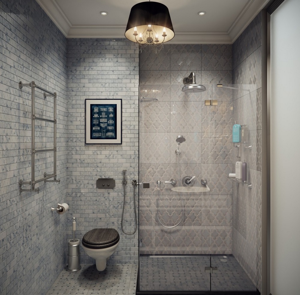 versie van het ongebruikelijke ontwerp van de badkamer 5 m²