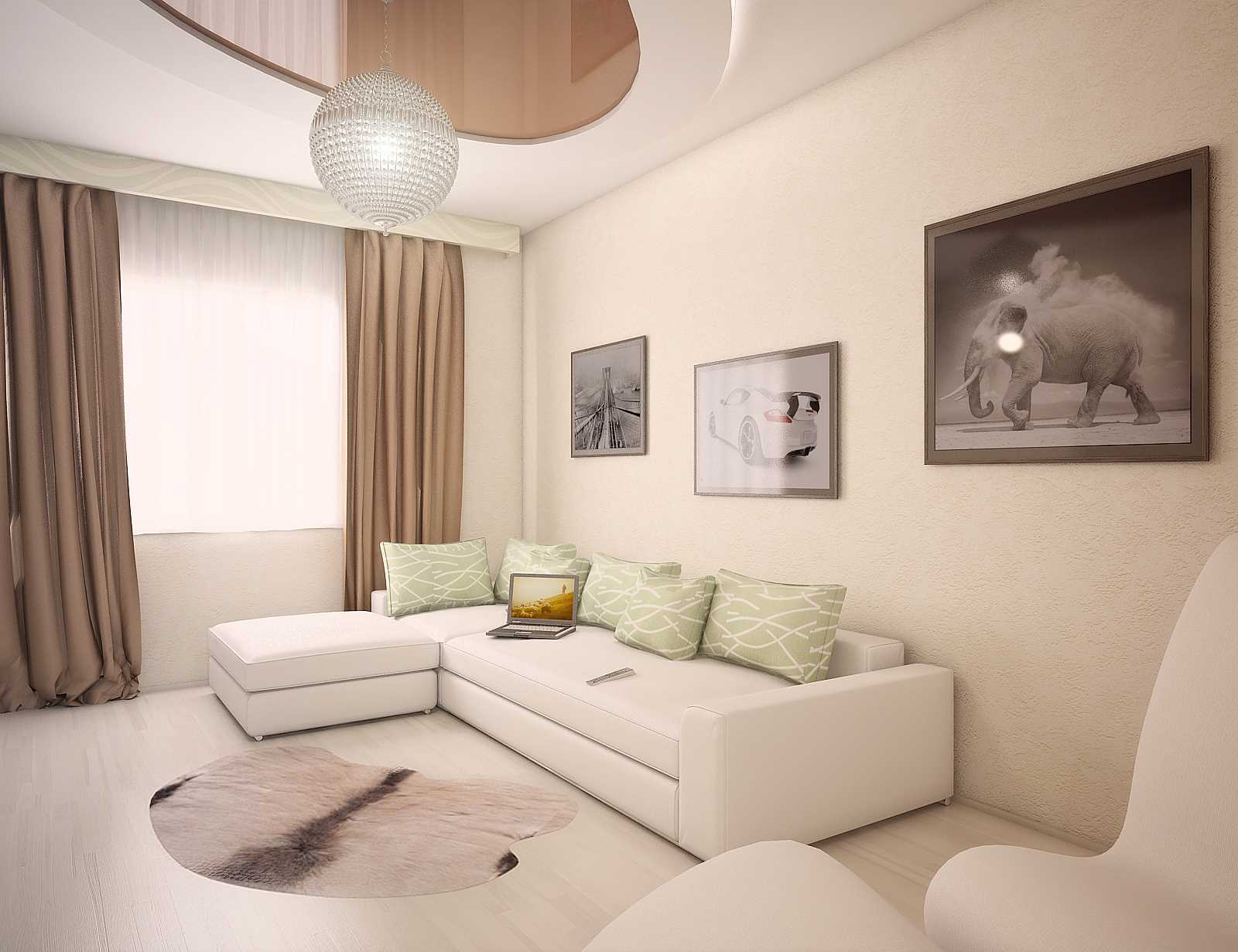 variante de la conception lumineuse de l'appartement est de 70 m²