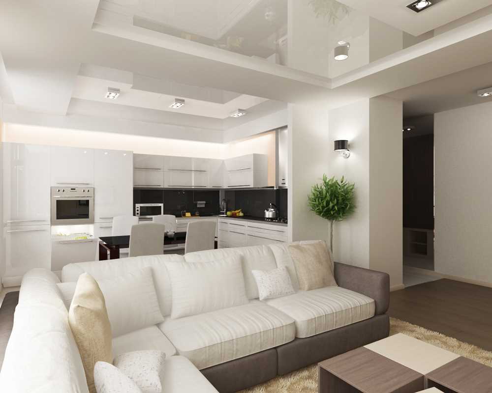 variante du design lumineux de l'appartement 65 m²