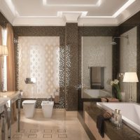 variant of a light bathroom interior in beige color photo